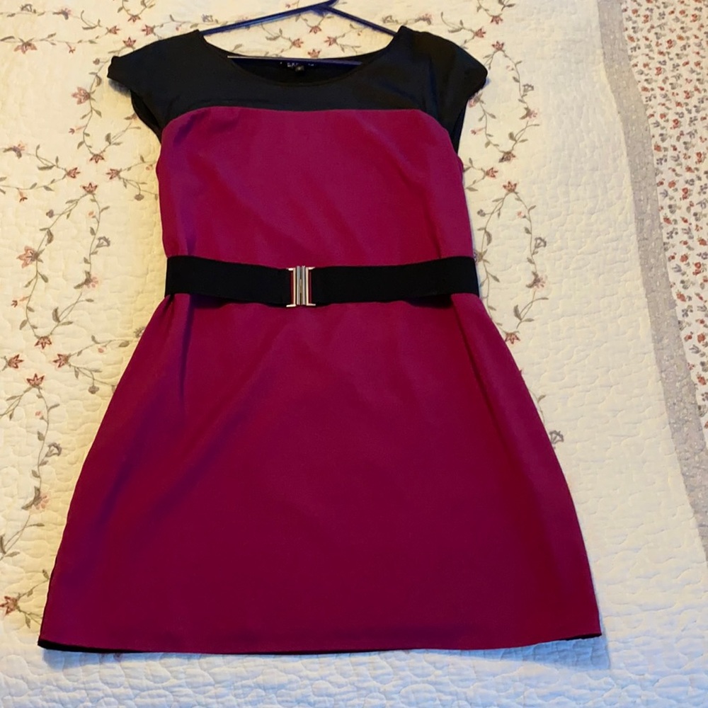 Express Medium Black/Magenta Belt Dress